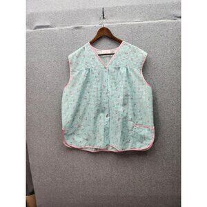 Vintage Amanda Paige Sleeveless Button-Up Gingham smock With Floral‎ Pattern